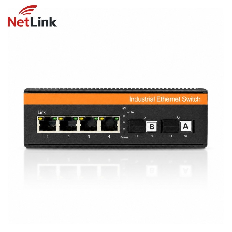 Convertisseur média industriel NetLink 6 ports 20km