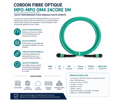 MPO-MPO OM4 24CORE 5M Fiber Patch Cord