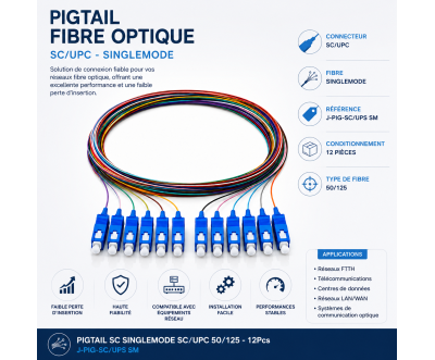 Pigtail Fibre Optique SC/UPC Singlemode 12 Pcs