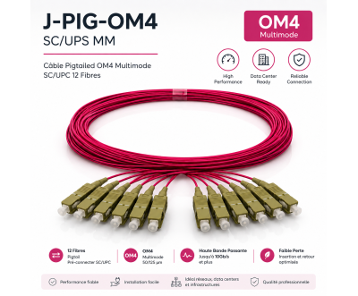 Pigtail Fibre Optique SC/UPC OM4 LSZH 1 m x12