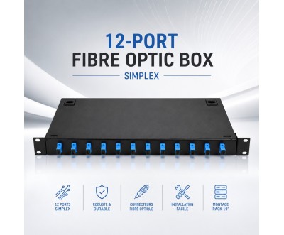 12-Port Simplex Fibre Optic Box Rackmount 19"