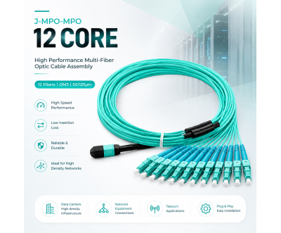 كابل ألياف بصرية 12F MPO(F) إلى LC/UPC OM4 5M
