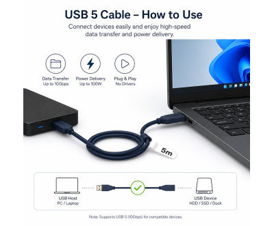 Câble Extension USB 5M USB Mâle Femelle Bleu