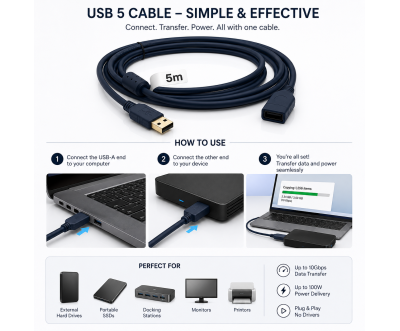 Câble Extension USB 5M USB Mâle Femelle Bleu