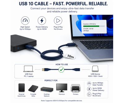 كابل تمديد USB بطول 10 متر USB ذكر إلى أنثى