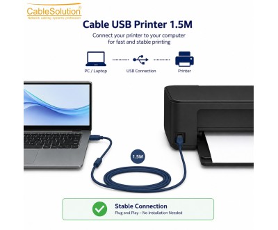 USB 2.0 Printer Cable 1.5M Type A to Type B