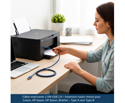 Câble Imprimante USB 2.0 1.5M Type A vers B