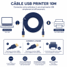 Câble Imprimante USB 2.0 10M Type A vers B