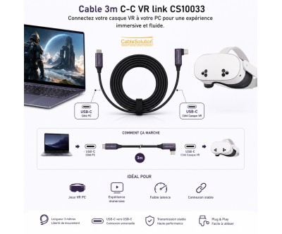 Câble USB-C VR 3m USB 3.2 CableSolution CS10033