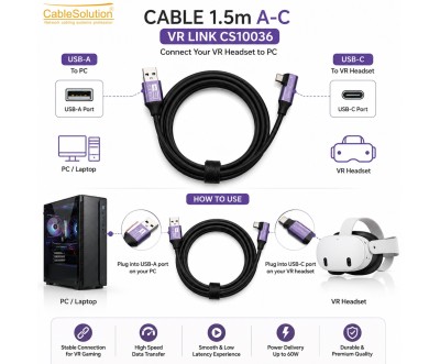 Câble VR Link USB-A vers USB-C 1.5M USB 3.2