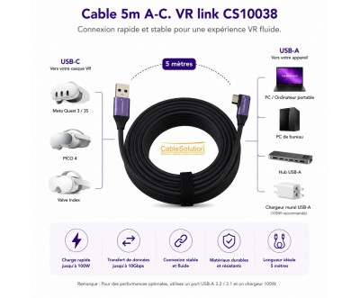 Câble VR Link USB 3.2 USB-A vers USB-C 5M CS10038