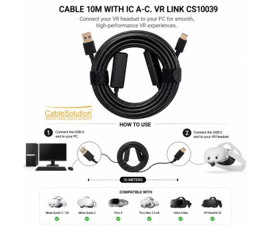 VR Link USB 3.2 USB-A to USB-C 10M Cable CS10039