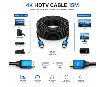 كابل HDTV 2.0 Premium بطول 15 متر بدقة 4K