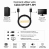 Câble DP vers HDMI 1.8M 4K - CABLE SOLUTION