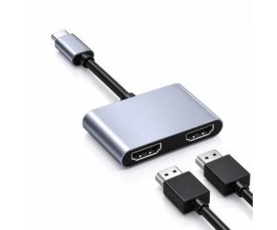 محول USB-C HUB ‏2 في 1 مزدوج HDTV 4K