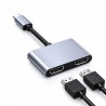 Adaptateur USB-C HUB 2 en 1 Double HDTV 4K