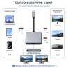 Adaptateur USB-C HUB 2 en 1 Double HDTV 4K