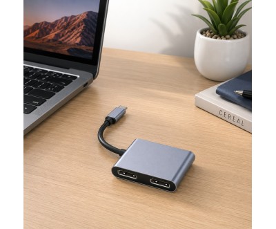 Adaptateur USB-C HUB 2 en 1 Double HDTV 4K