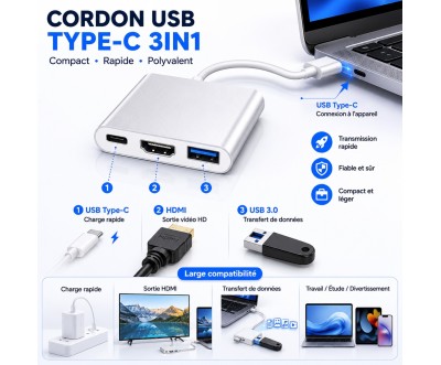 USB-C Digital AV Multiport Adapter 3 Ports 4K