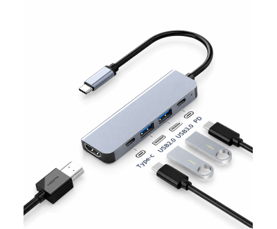 Adaptateur USB-C vers HDMI 5-en-1 4K PD 60W