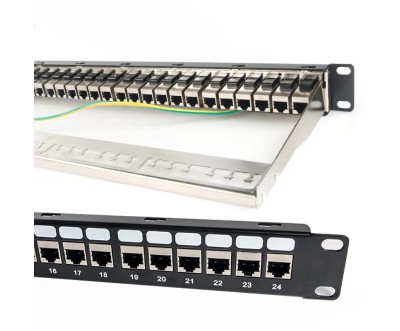 RJ45 Cat6A 24 Port Patch Panel – Patch Panel 1U Keystone – 1Gbps Network