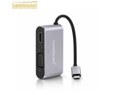Hub USB Type-C 4 en 1 HDMI VGA USB DP CableSolution