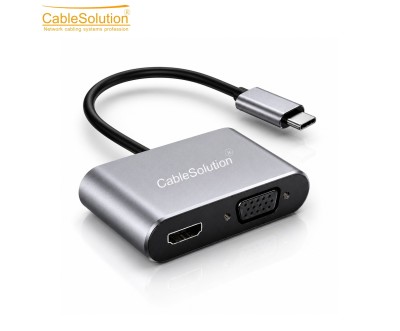 USB Type-C 4-in-1 Hub HDMI VGA USB DP CableSolution