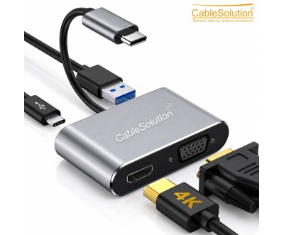 موزع USB Type-C ‏4 في 1 HDMI VGA USB DP