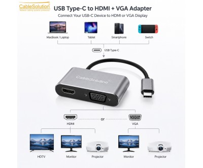 موزع USB Type-C ‏4 في 1 HDMI VGA USB DP