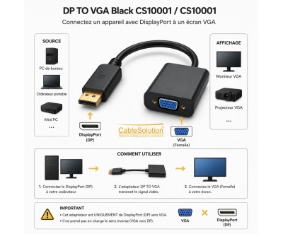 Adaptateur DisplayPort vers VGA CableSolution CS10001