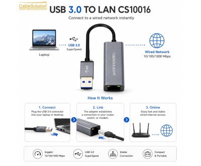 محول USB 3.0 إلى LAN Gigabit Ethernet CS10016