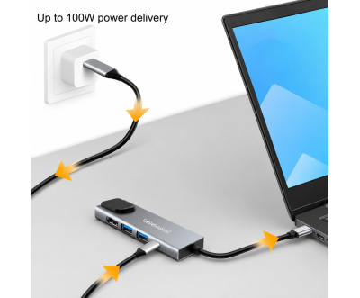 Hub Type-C 5-en-1 HD USB PD Gigabit Ethernet CS10017