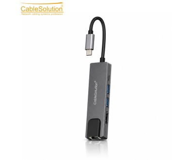 Type-C 5-in-1 Hub HD Dual USB PD LAN CS10018