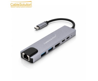 موزع Type-C ‏6 في 1 مع HD وLAN موديل CS10019