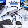 Hub USB Type-C 6-en-1 HD USB Type-C LAN CS10019