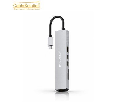 Hub USB Type-C 8-en-1 HD LAN SD TF CS10020