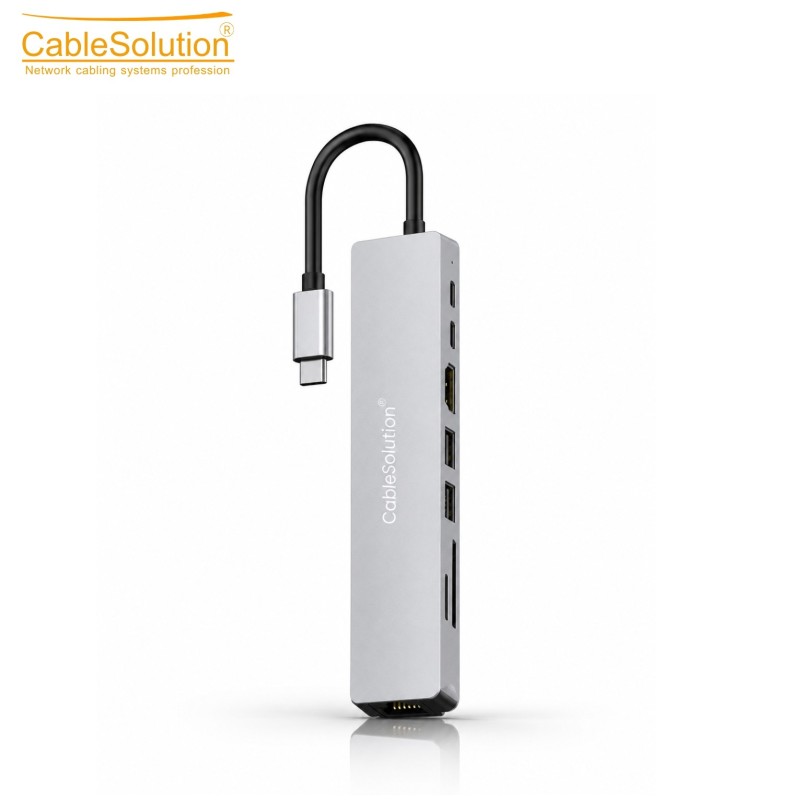 Hub USB Type-C 8-en-1 HD LAN SD TF CS10020