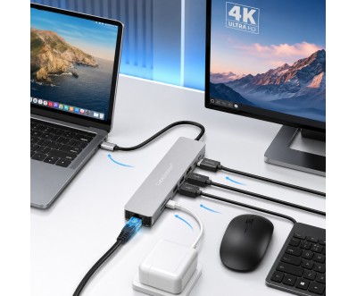 8-in-1 USB Type-C Hub HD LAN SD TF CS10020