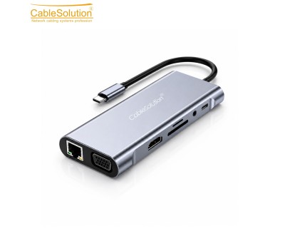 Hub USB-C 10-en-1 HD VGA LAN Gigabit CS10022