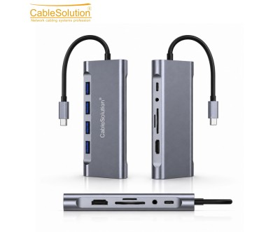 Type-C HUB 11-en-1 CS10023 HD VGA USB Gigabit