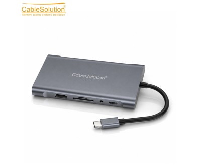Type-C HUB 11-en-1 CS10023 HD VGA USB Gigabit