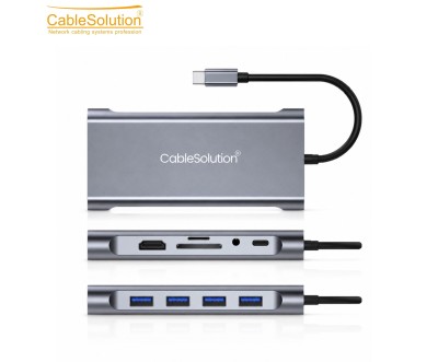 Type-C HUB 11-en-1 CS10023 HD VGA USB Gigabit