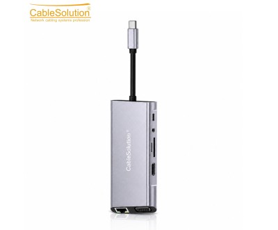 Type-C HUB 11 en 1 HDMI 4K VGA LAN PD100W CS10024