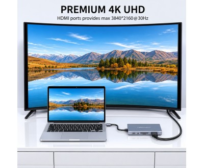 موزع USB-C ‏11 في 1 HDMI 4K VGA LAN PD100W CS10024