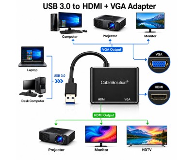 محول USB 3.0 إلى HDTV وVGA من CableSolution CS10026