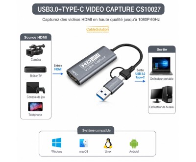 Video Capture HD USB 3.0 & Type-C CableSolution CS10027