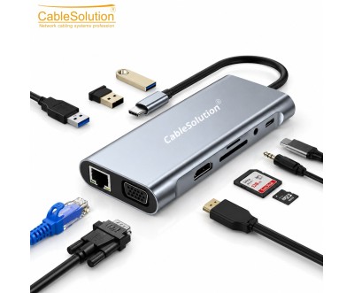 CableSolution CS10042 10-in-1 USB-C Gigabit Hub