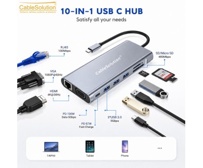 موزع USB-C متعدد المنافذ 10 في 1 CS10042