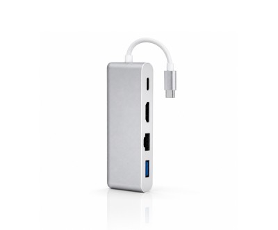 محول USB-C إلى HDTV 4K مع LAN وUSB 3.0 متعدد 4 في 1