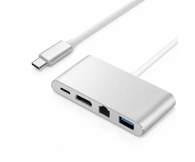 محول USB-C إلى HDTV 4K مع LAN وUSB 3.0 متعدد 4 في 1